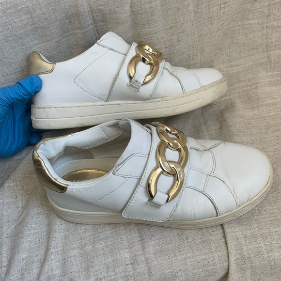 MICHAEL KORS Women's Kenna‎ Embellished Sneakers In Optic White Leather - Picture 4 of 11